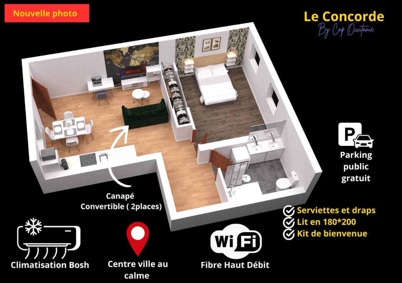 Апартаменты Le Concorde-Wifi-Clim-Parking-3Etoiles-Ockeys Bram Экстерьер фото